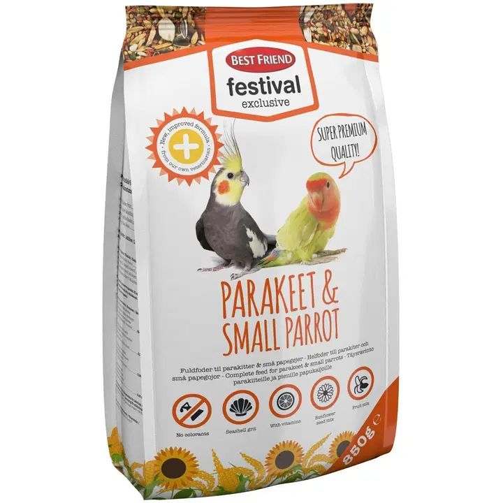 Best Friend täistoit keskmise suurusega ja väikestele papagoidele 850 g