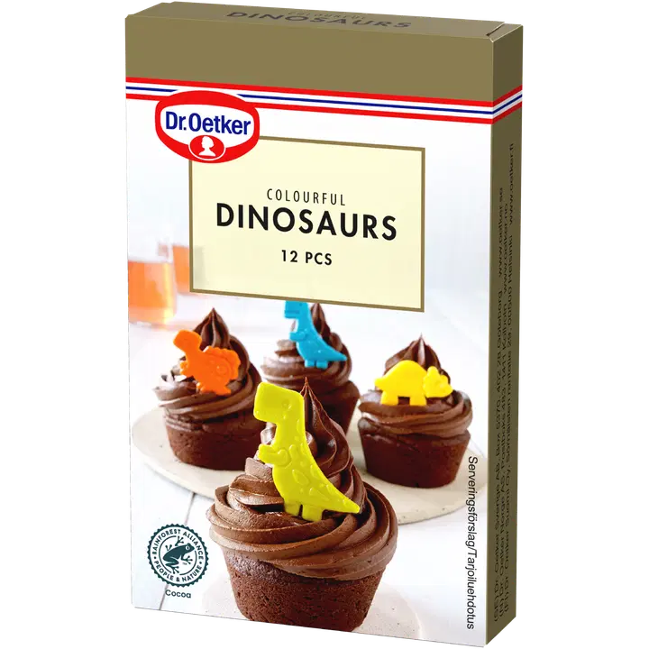 Dr.Oetker värvilised dinosaurusekujukesed, koogikaunistused 12 tk