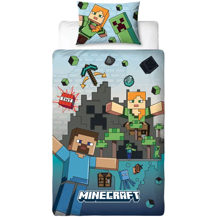 Laste Voodipesukomplekt Minecraft 150x210+50x60