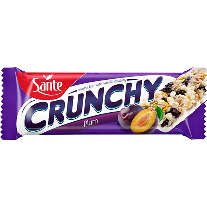 Sante CRUNCHY ploomi müslibatoon, vaniljemaitselise glasuuriga 40g