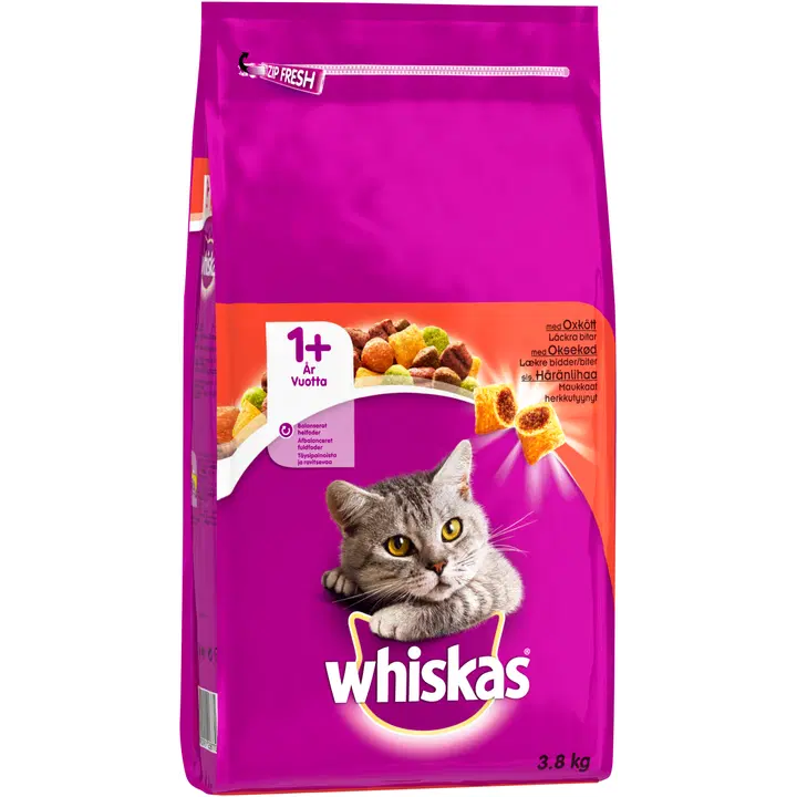 Whiskas kuivtoit täiskasvanud kassidele härjalihaga 3,8 kg