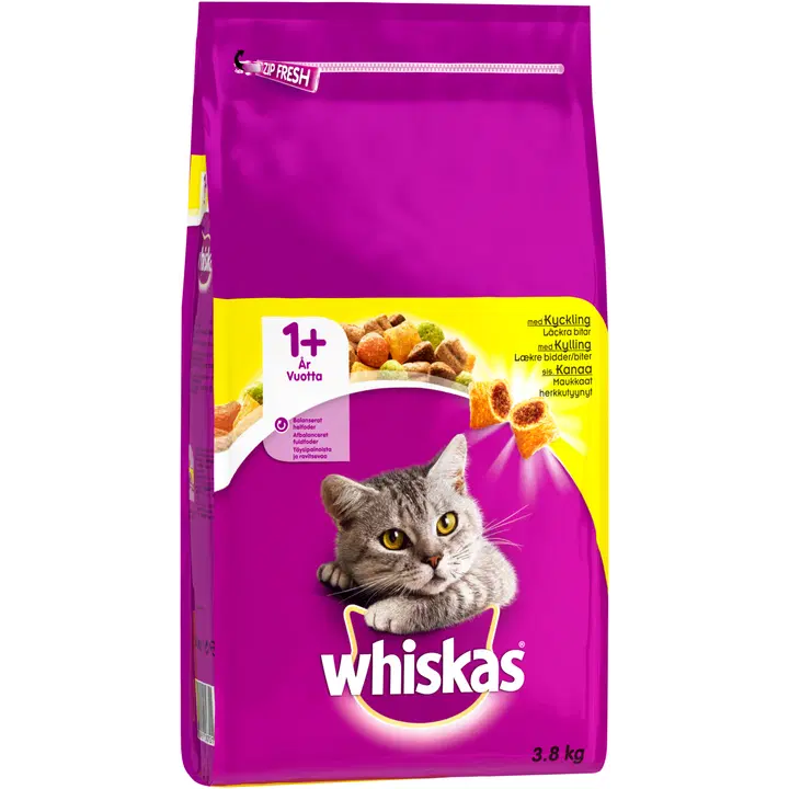 Whiskas kuivtoit täiskasvanud kassidele kanalihaga 3,8 kg