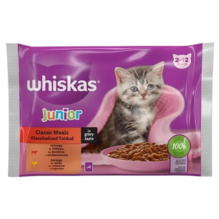 Whiskas Juunior kiisueine kana&veis 4*85g