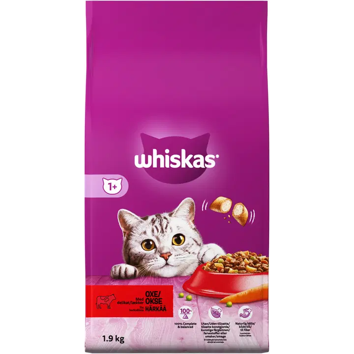Whiskas 1+ kuiv kassitoit veiselihaga 1,9kg
