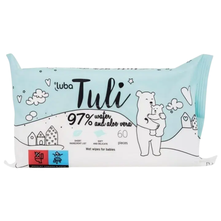 Tuli niisked beebisalvrätid 97% vesi, aloe 60 tk