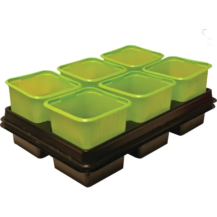 Istutuspott 8x8cm 12tk roheline+2alust