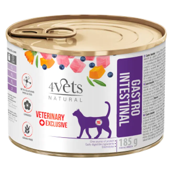 4Vets looduslik veterinaartoit, konserv seedehäiretega kassidele 185 g