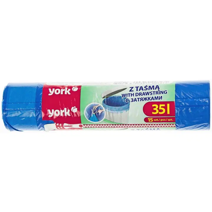 York prügikott nööriga 35l 15tk sinine