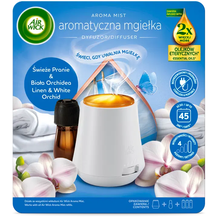 Air Wick Aroma Mist komplekt Linen&White Orchid 20ml