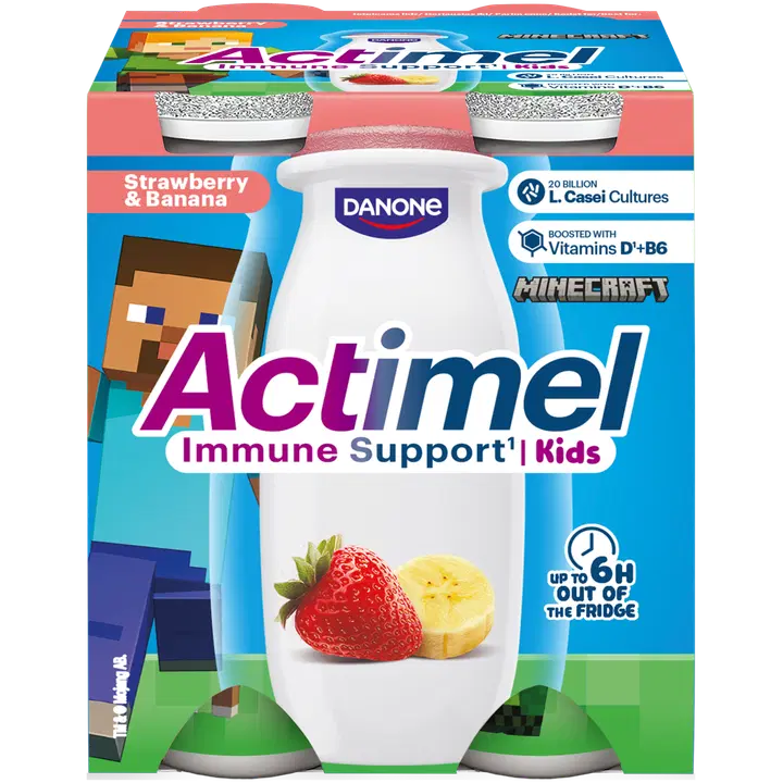 Actimel Maasika ja banaani jogurtijook L. casei Danone ning B6 ja D vitamiinidega 4x100g