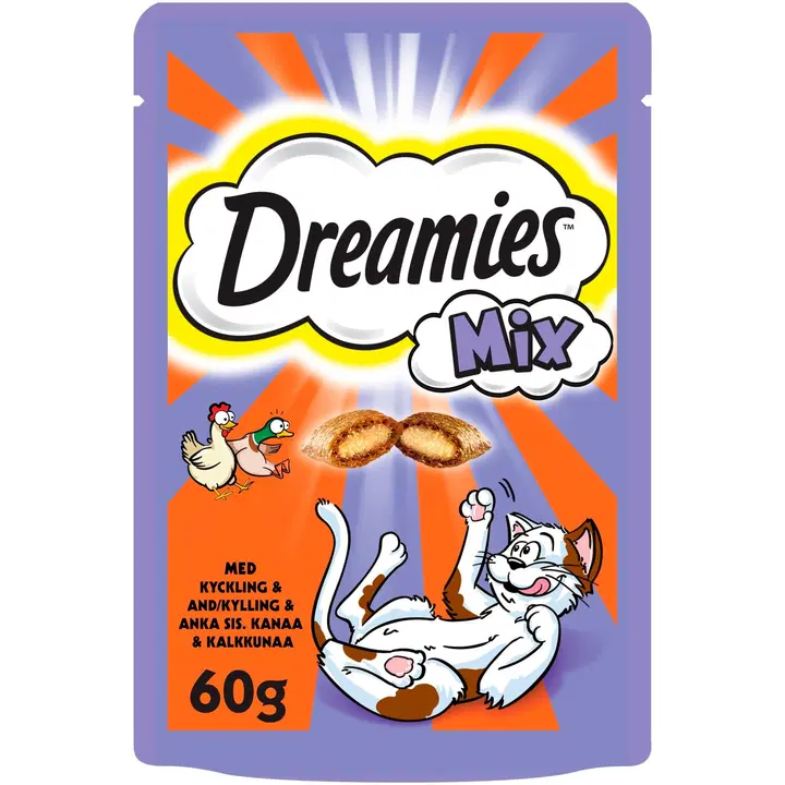 Dreamies täiendsööt kassidele ja kassipoegadele kana- ja pardilihaga 60 g