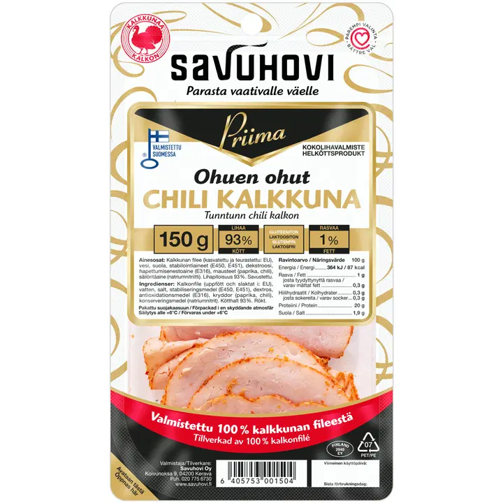 Savuhovi õhuke tšilliga kalkunisink 150g