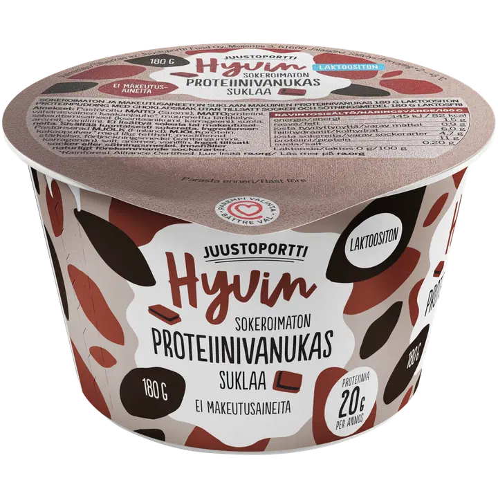 Juustoportti Hyvin šokolaadimaitseline proteiinipuding, laktoosivaba, 180 g