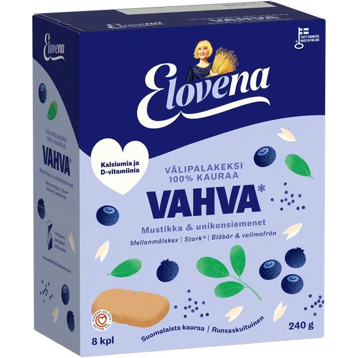 Elovena mustika ja mooniseemnetega täisteraküpsis 8 x 30 g