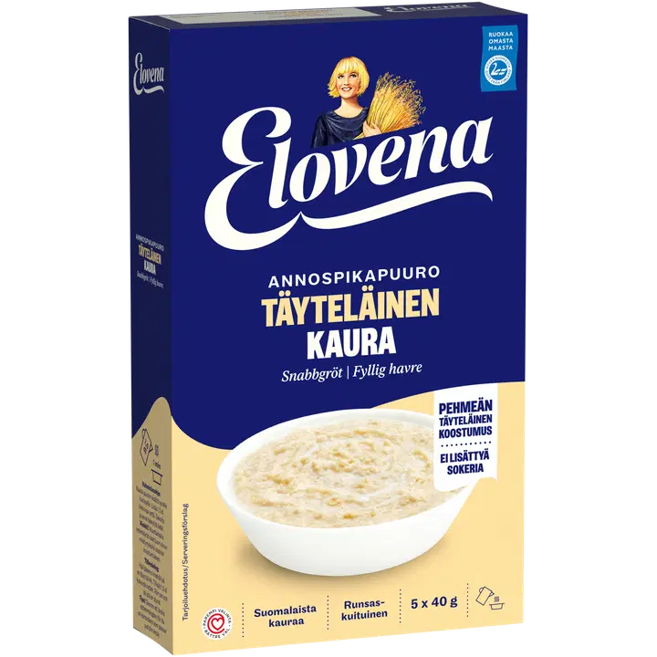 Elovena rikkalik ja pehme kiirkaerahelbepuder, 5 x 40g
