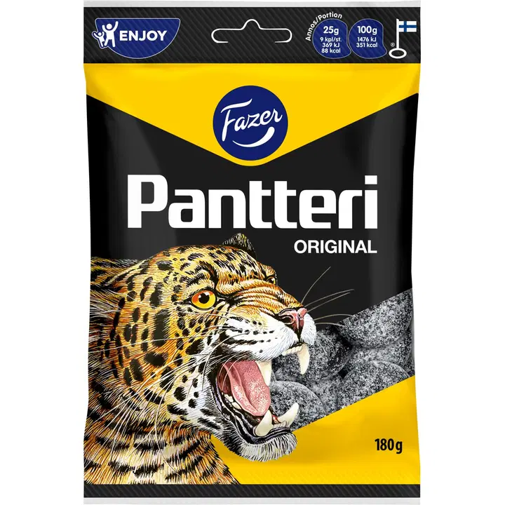 Fazer Pantteri Salmiakki kommikott 180g