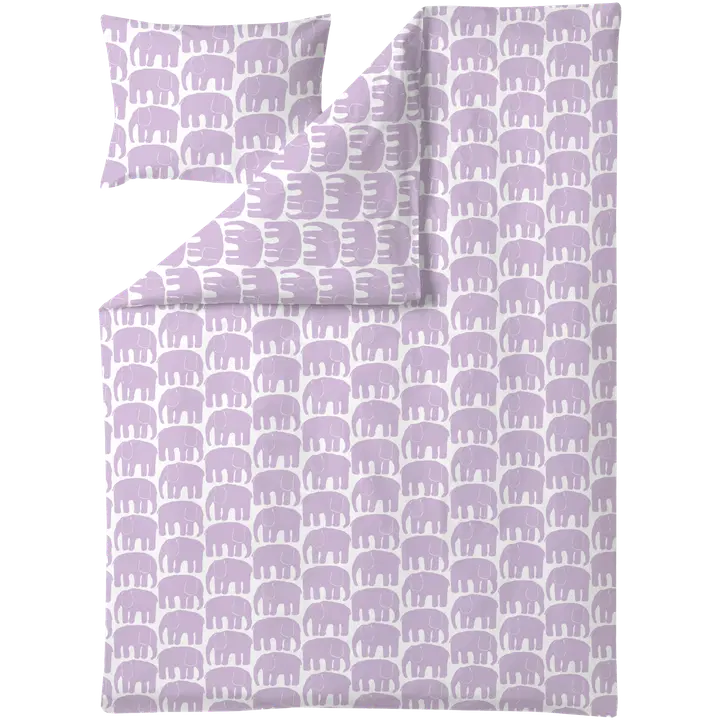 Voodipesukomplekt Elevandid 150x210+50x60 lilla