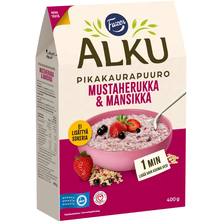 Fazer Alku kaerahelbed mustade sõstarde ja maasikatega 400 g