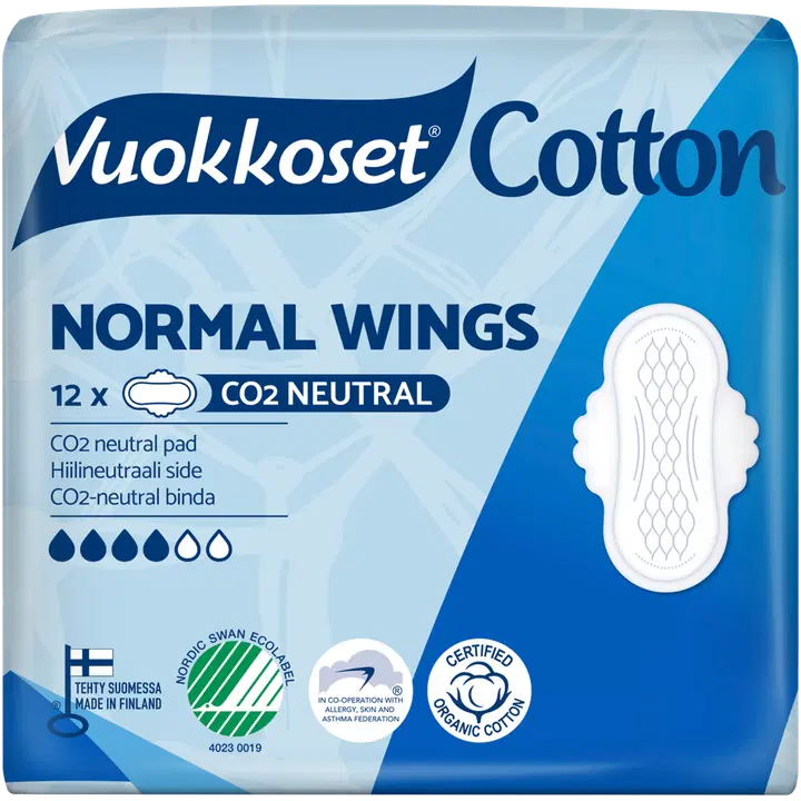 Vuokkoset Cotton Normal hügieeniside 12 tk