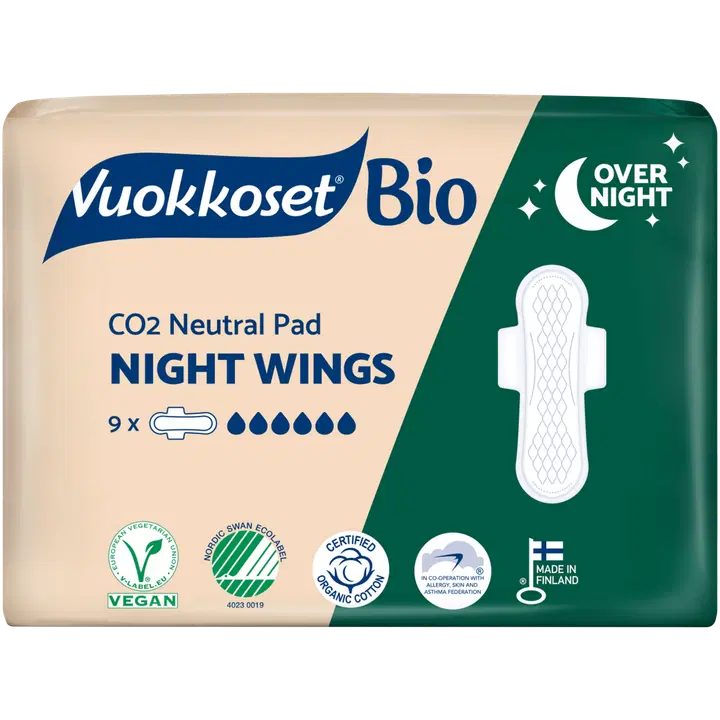 Vuokkoset Bio 100 slim night hügieeniside 9 tk