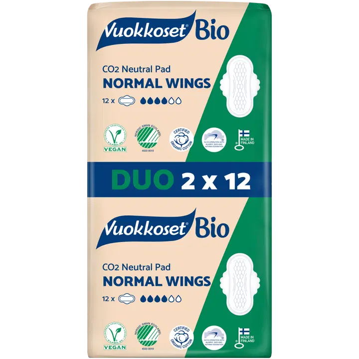 Vuokkoset bio normal hügieeniside 2x12tk