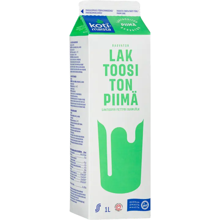 Kotimaista laktoosi- ja rasvavaba hapupiim, 1 L
