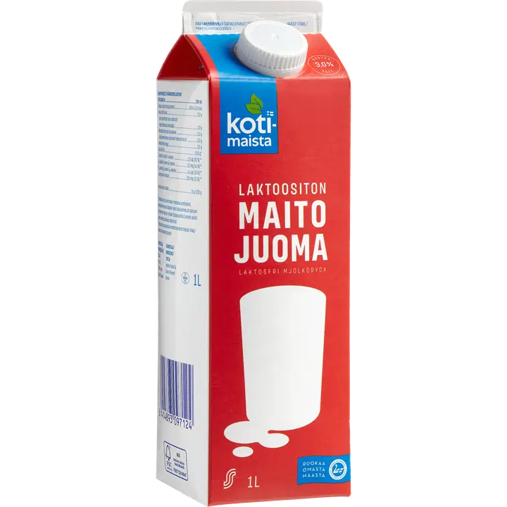 Kotimaista laktoosivaba piimajook, 3%, 1L
