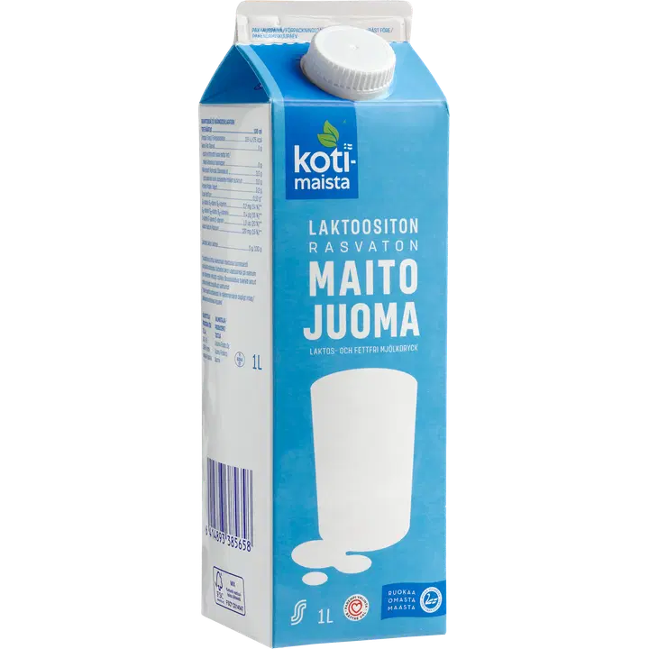 Kotimaista laktoosi- ja rasvavaba piimajook, 1 L