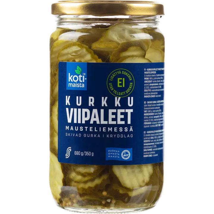 Kotimaista kurgiviilud vürtsipuljongis ilma lisatud suhkruta 680/350 g