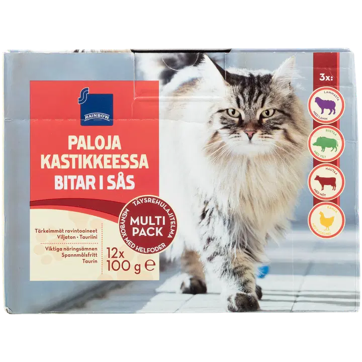 Rainbow kastmete multipakk kassidele 12x100g