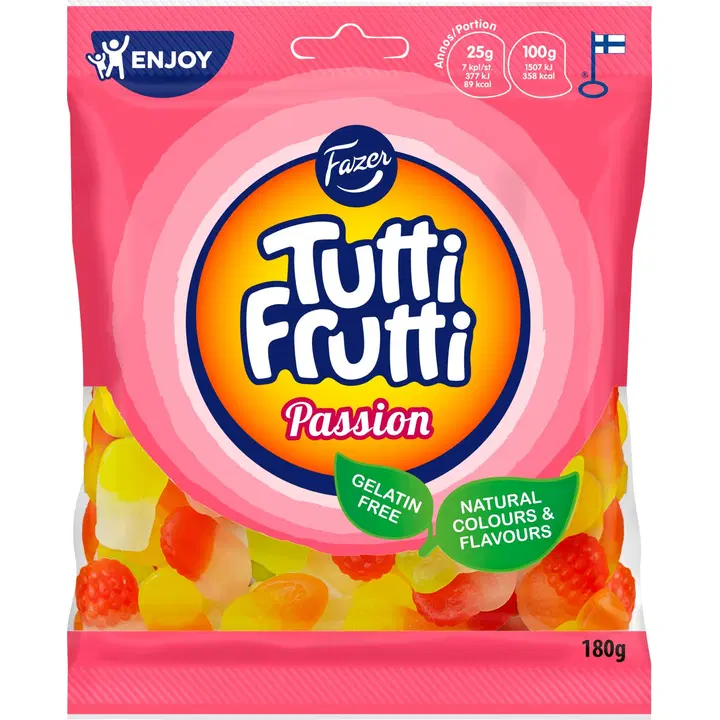 Fazer Tutti Frutti Passion kummikommid 180 g