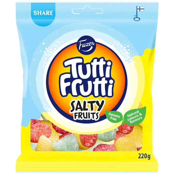 Fazer Tutti Frutti Salty Fruits soolased kummikommid 220g