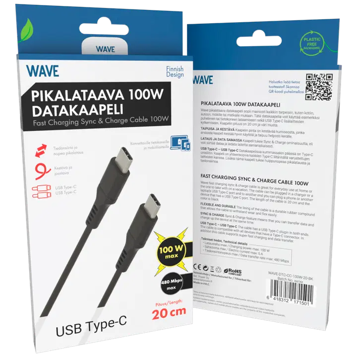 Datakaabel USB Type-C 100W 20cm
