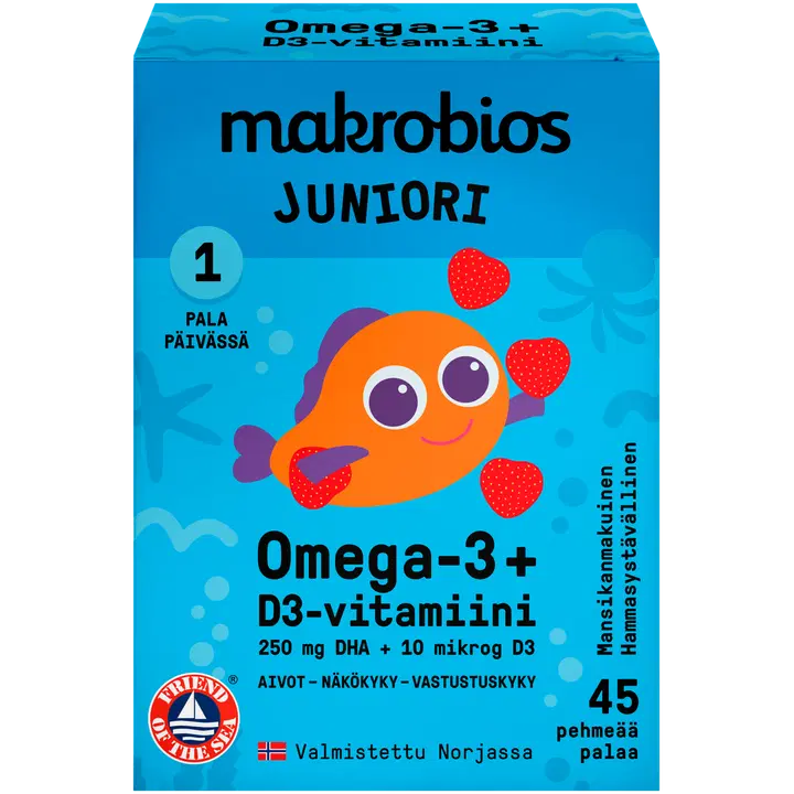 Makrobios pehmed vitamiid lastele Omega-3 + D3, 45tk