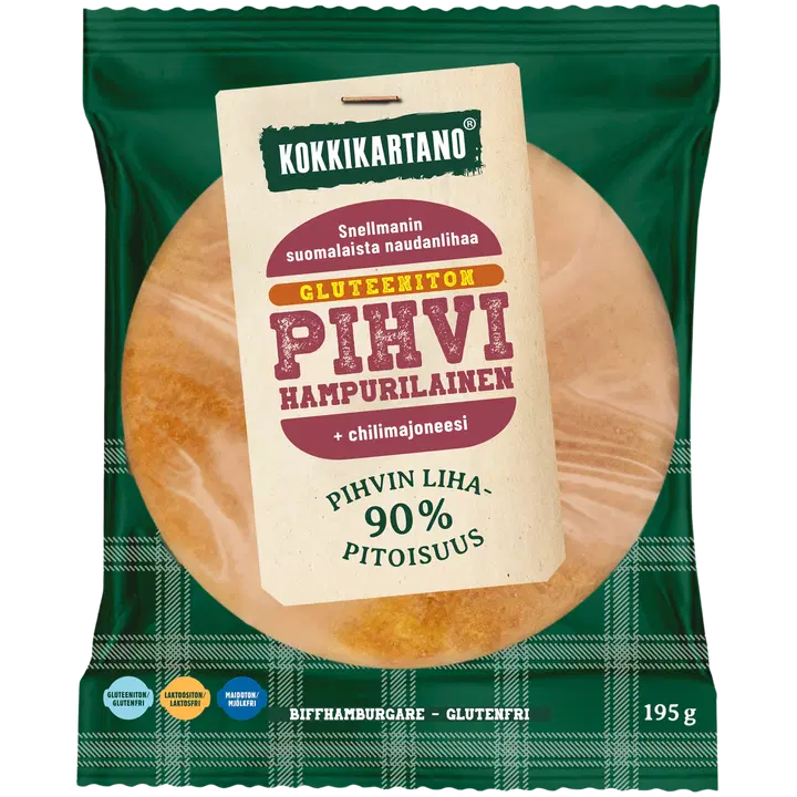 Kokkikartano veiselihaburger, gluteenivaba, 195 g