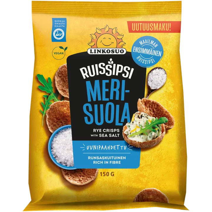 LINKOSUO Rukkikrõpsud meresoolaga 150g (vegan)