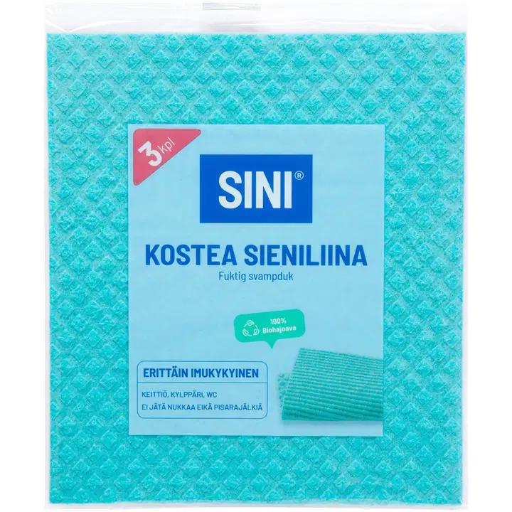 Sini niiske käsnlapp 18x20cm 3tk