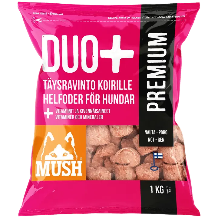 MUSH DUO+ PREMIUM täissööt koertele 1KG