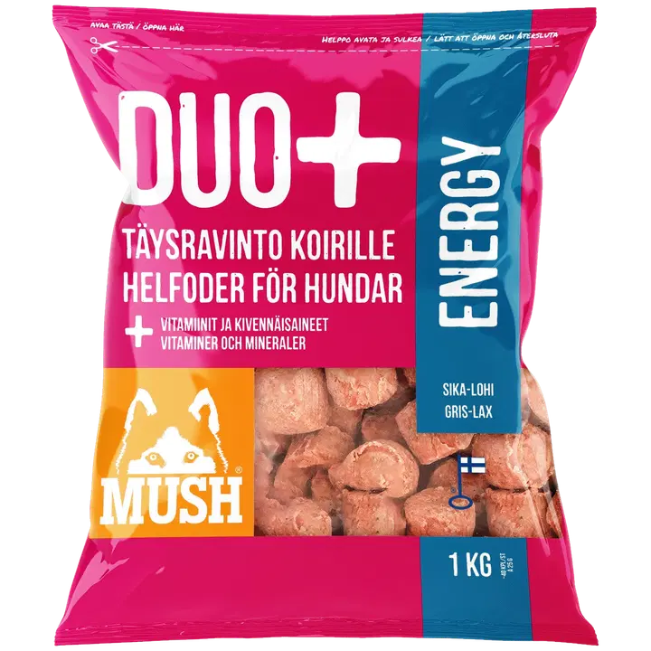 MUSH DUO+ lõhe-sealiha täissööt koertele, külmutatud 1 kg