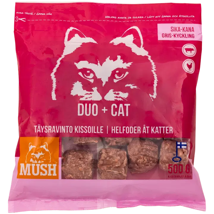 Mush Duo toores täistoit kassile sealiha ja kanalihaga 500g