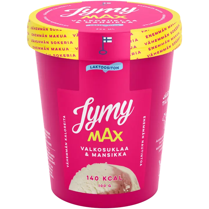 Jymy Laktoosivaba Valge šokolaadi & maasika sorbeti jäätis 500 ml