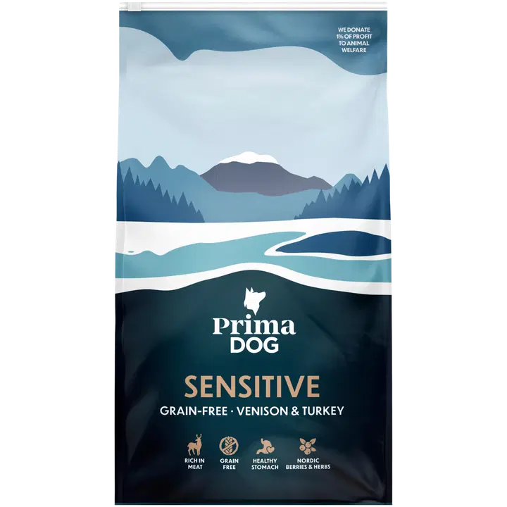 Prima Dog teraviljata täissööt koertele hirve, kalkunilihaga 10kg