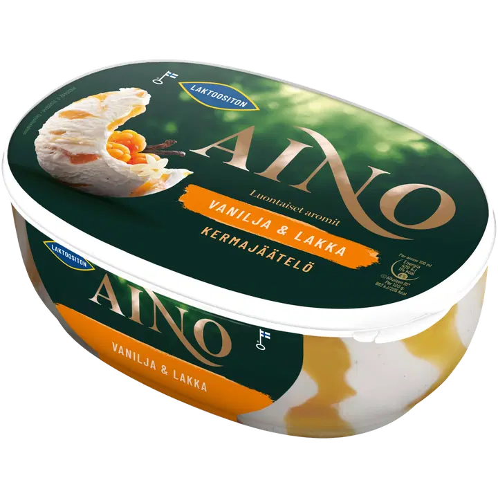 Aino Laktoosivaba vanilje-muraka jäätis 900 ml/500 g