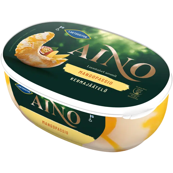 Aino Laktoosivaba Mango ja vaniljejäätis passioni kastmega 900 ml/500 g