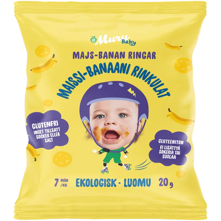 8x Muru Baby Luomurinkulat maissi-banaani 7 kk 20 g