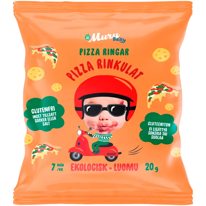 Muru Baby Luomurinkulat pizza maissi-tomaatti-oregano 7 kk 20 g