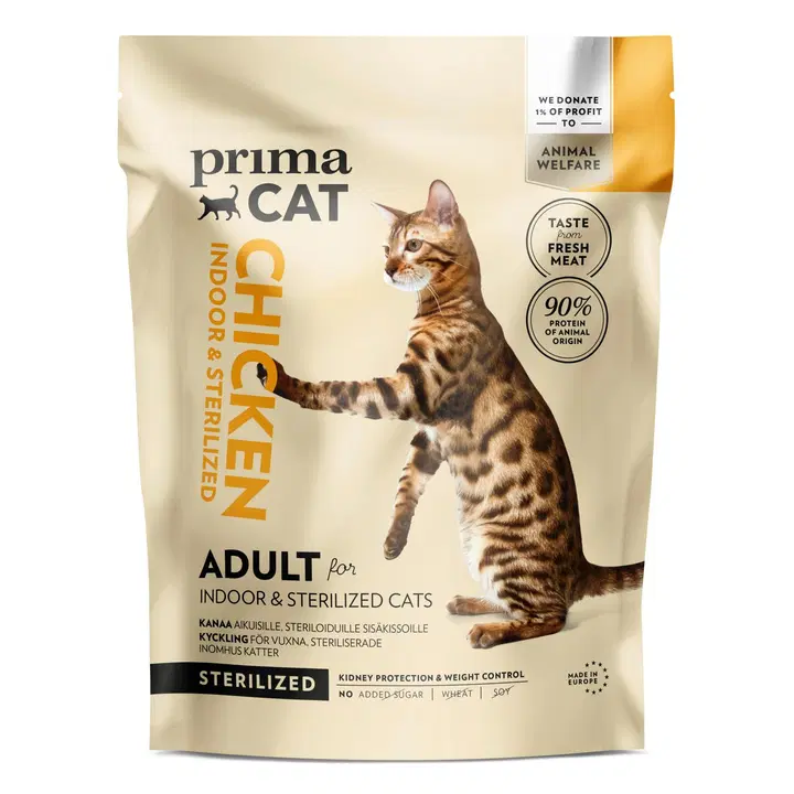 PrimaCat täissööt steriliseeritud toakassidele kanalihaga, 1,4 kg