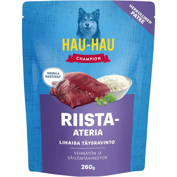 Hau-Hau Champion koeratoit ulukiliha ja riisiga 260g