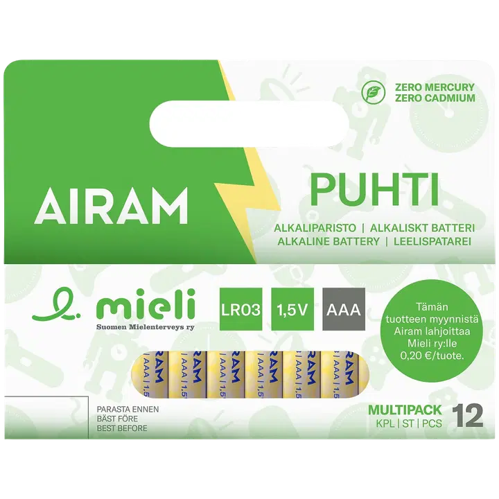 Airam leelispatarei LR03 AAA 12 tk