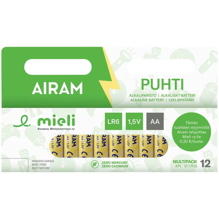 Airam leelispatarei LR6 AA 12 tk